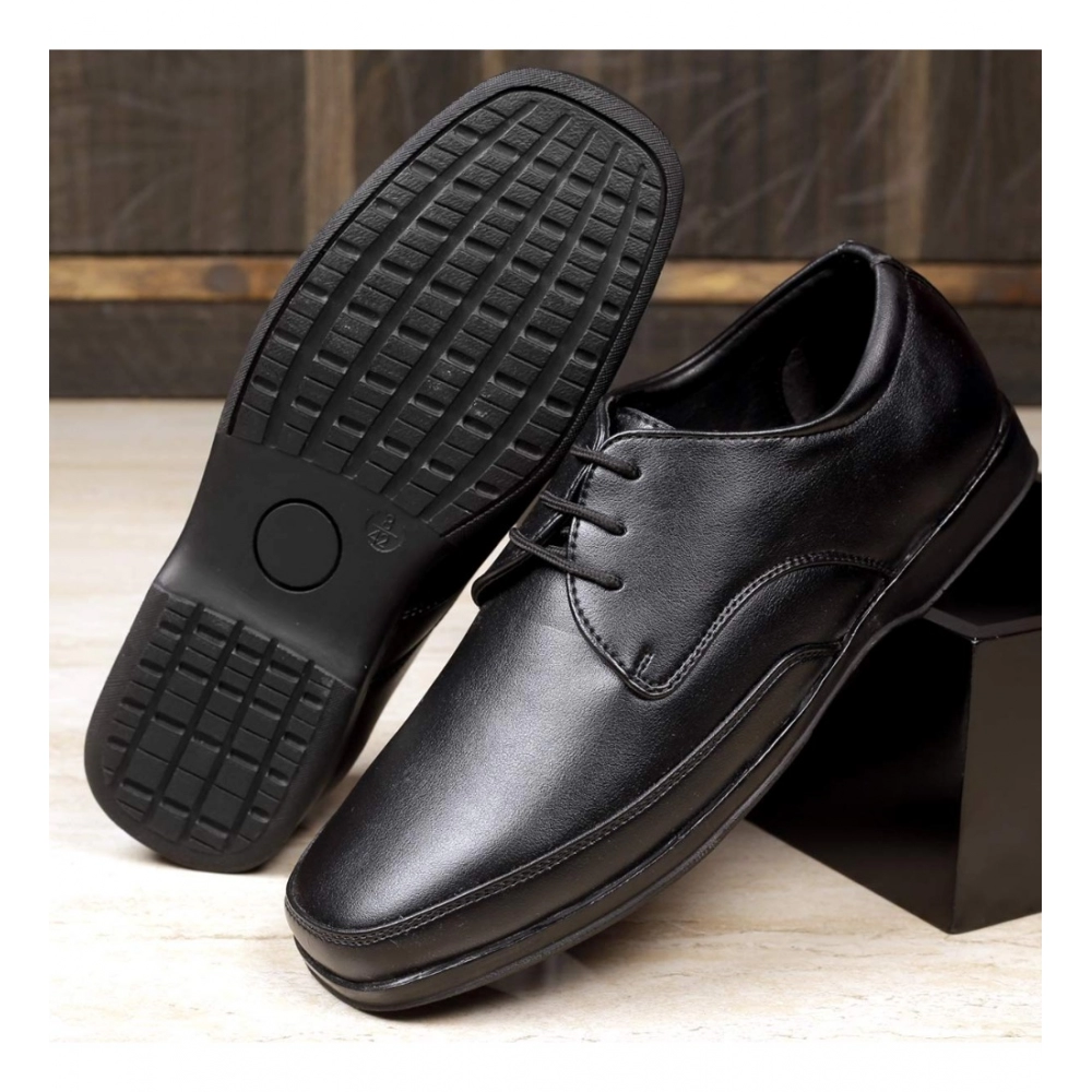 Men's Faux Leather Formal Shoes (Black) - Image 6