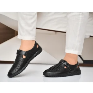 Alternative view of Men's Faux Leather Sandal (Black)