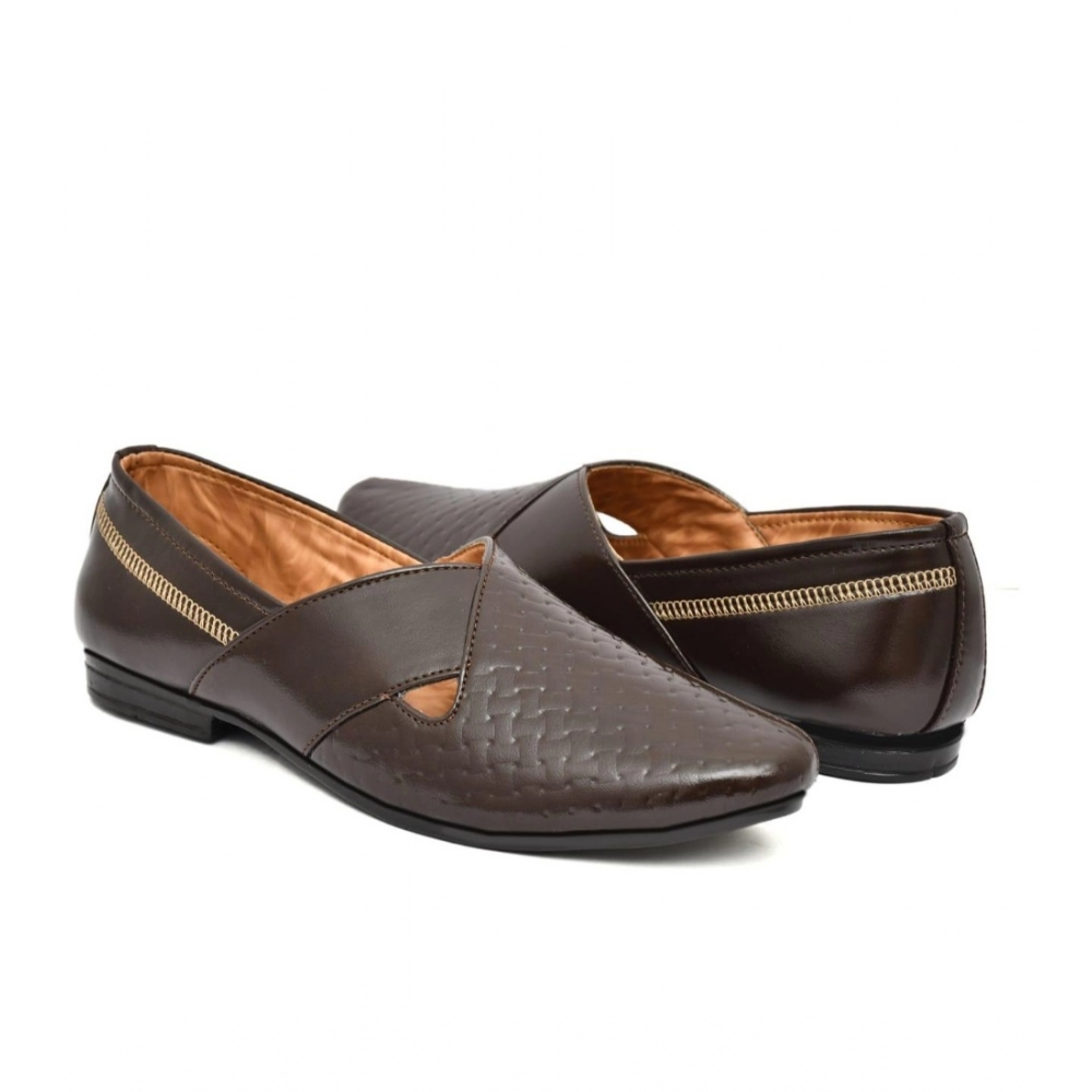 Men's Faux Leather Formal Shoes (Brown) - Image 3