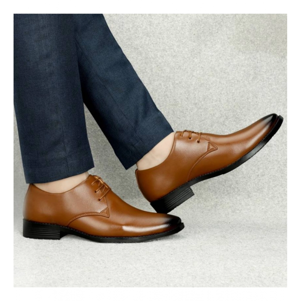 Men's Faux Leather Formal Shoes (Tan) - Image 5