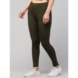 Alternative view of Women's Polyester Solid Ankle Length High-Rise Tights (Olive)