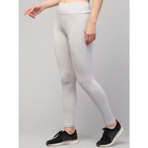 Alternative view of Women's Polyester Solid Ankle Length High-Rise Tights (Light Grey)