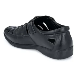 Alternative view of Men's Casual Faux Leather Solid Velcro Sandal (Black)