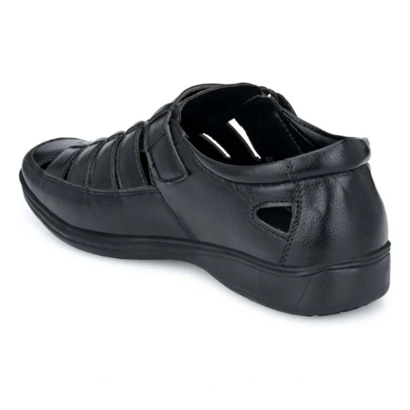 Alternative view of Men's Casual Faux Leather Solid Velcro Sandal (Black)