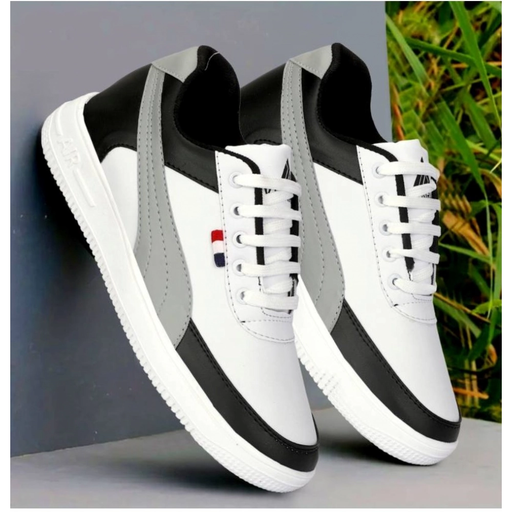 Men's Casual Synthetic Solid Lace-Up Shoes (Black) - Image 5