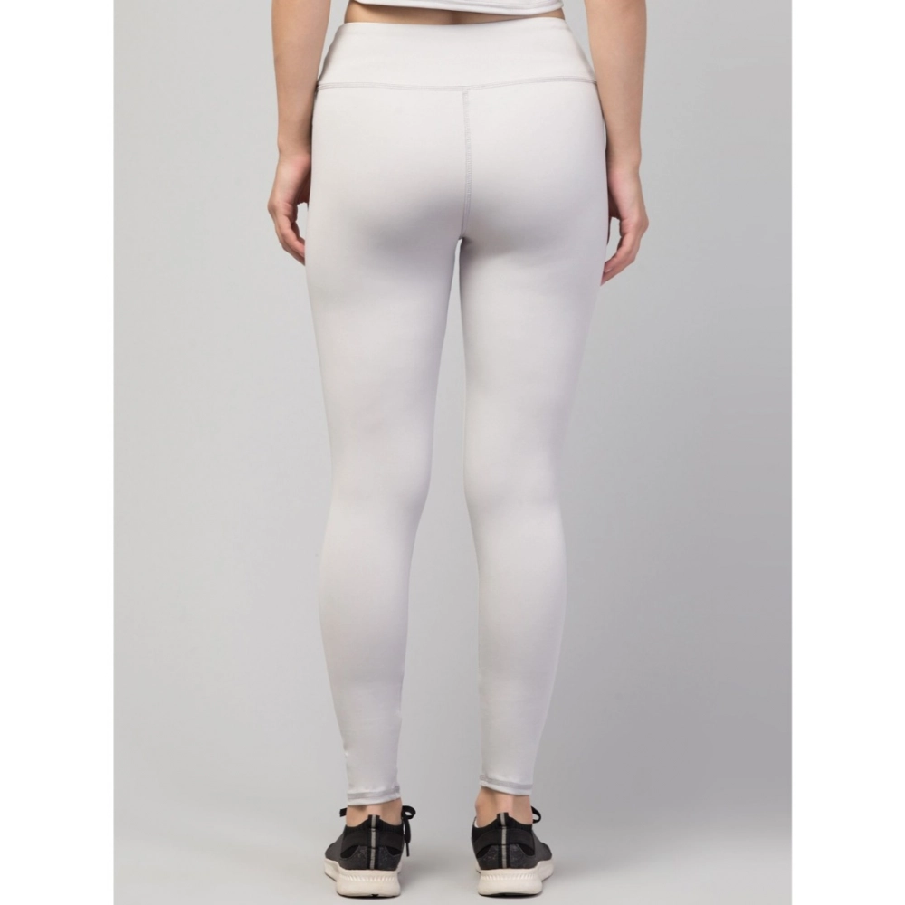 Women's Polyester Solid Ankle Length High-Rise Tights (Light Grey) - Image 6