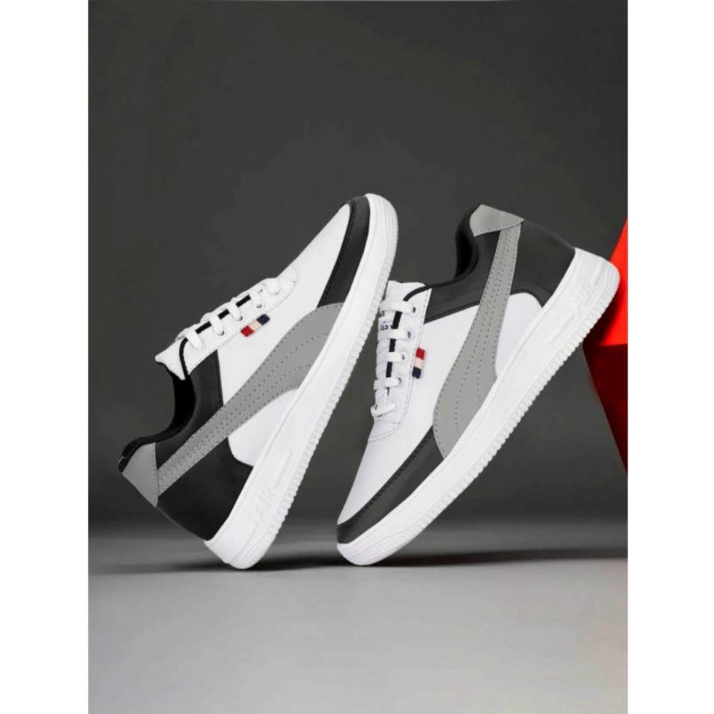 Men's Casual Synthetic Solid Lace-Up Shoes (Black) - Image 2