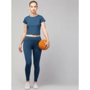 Alternative view of Women's Polyester Solid Ankle Length High-Rise Tights (Teal)