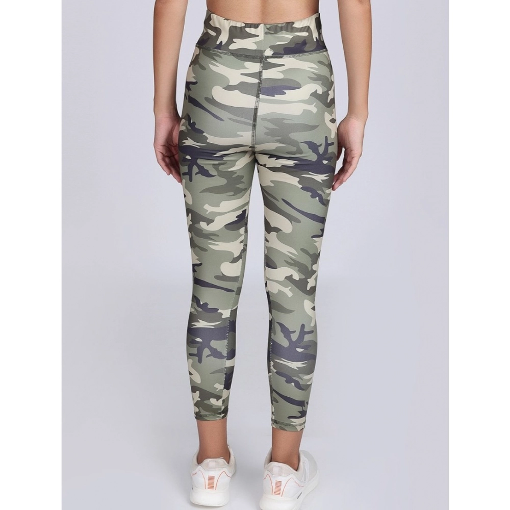 Women's Polyester Spandex Printed Ankle Length High Rise Slip On Tights (Grey) - Image 5