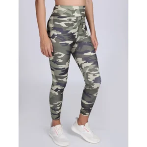 Women's Polyester Spandex Printed Ankle Length High Rise Slip On Tights (Grey)