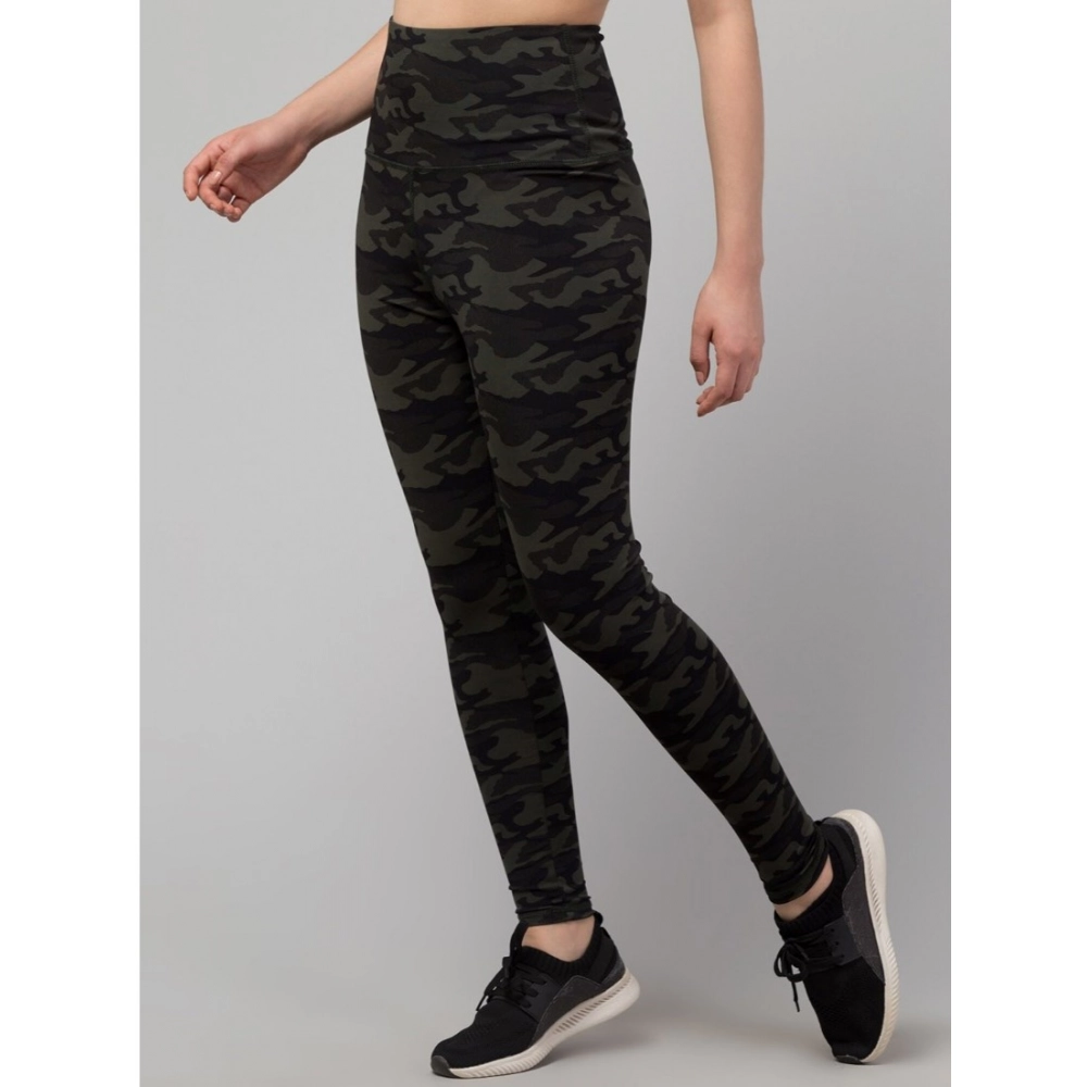 Women's Polyester Spandex Solid Ankle Length High Rise Slip On Tights (Black) - Image 3