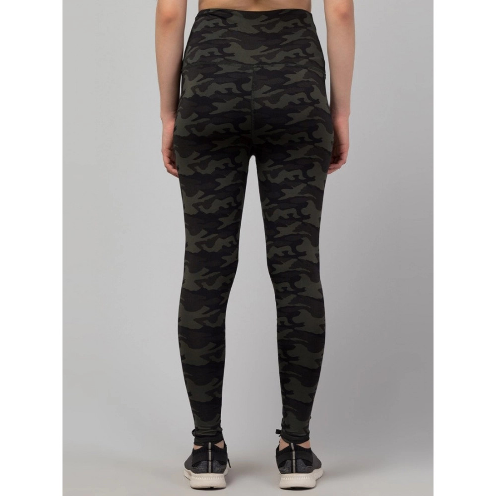 Women's Polyester Spandex Solid Ankle Length High Rise Slip On Tights (Black) - Image 5