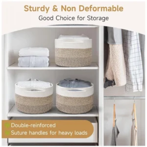 Alternative view of Cotton Kidi 9x7 Inch Pack of 3 Storage Basket For Clothes (Kidi White)