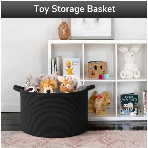 Cotton Basket 14x12 Inch Storage Basket For Clothes (Black) - Image 4
