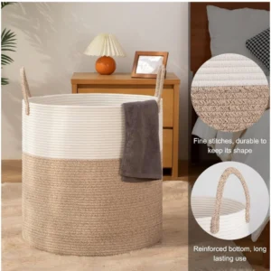 Alternative view of Cotton 12x14 Inch-Kidi-Handle Storage Basket For Clothes (Kidi-White)