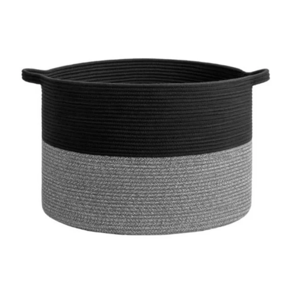 Cotton 16x14 Inch Pack of 1 Storage Basket For Clothes (Black) - Image 2