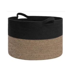 Alternative view of Cotton 16x14 Inch Pack of 1 Storage Basket For Clothes (Black- Beige Black)