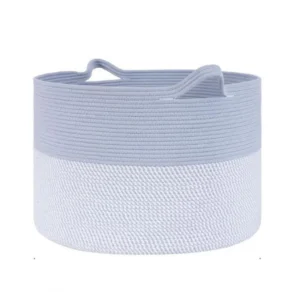 Alternative view of Cotton 16x14 Inch Pack of 1 Storage Basket For Clothes (Gray- Gray White)
