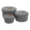 Cotton 3 Pcs Set Roti Box Storage Basket With Lid (Gray)