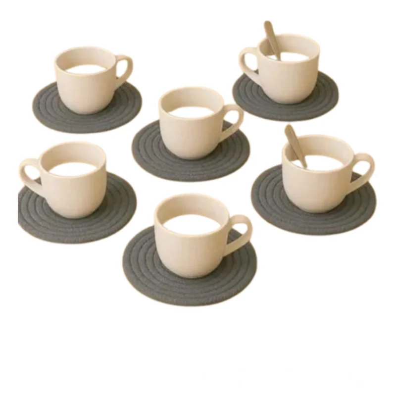 Alternative view of Cotton 6 Pcs Set Tea Coaster 6 Pcs Set (Gray)