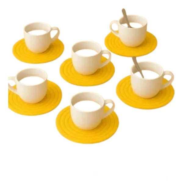 Cotton 6 Pcs Set Tea Coaster 6 Pcs Set (Yellow) - Image 3