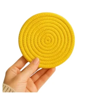 Alternative view of Cotton 6 Pcs Set Tea Coaster 6 Pcs Set (Yellow)