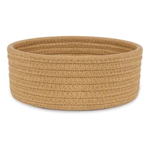 Cotton 8x3 Inch Round 1 Pcs Bedside Organizer (Beige)