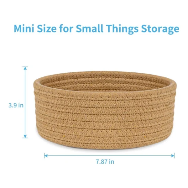 Cotton 8x3 Inch Round 1 Pcs Bedside Organizer (Beige) - Image 4