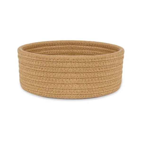 Cotton 8x3 Inch Round 1 Pcs Bedside Organizer (Beige) - Image 3