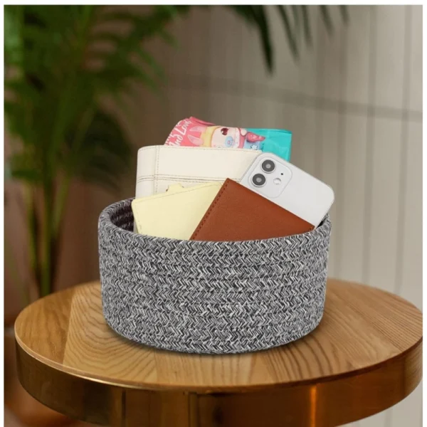 Cotton 8x3 Inch Kidi Round 1 Pcs Bedside Organizer (Black) - Image 2