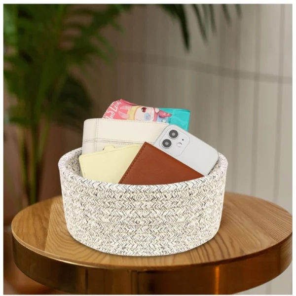 Cotton 8x3 Inch Kidi Round 1 Pcs Bedside Organizer (Brown) - Image 4