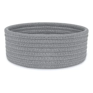 Cotton 8x3 Inch Round 1 Pcs Bedside Organizer (Gray)