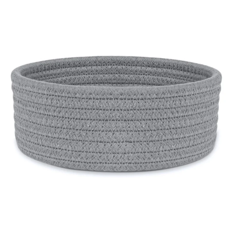 Cotton 8x3 Inch Round 1 Pcs Bedside Organizer (Gray)