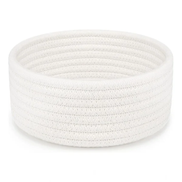 Cotton 8x3 Inch Round 1 Pcs Bedside Organizer (White)