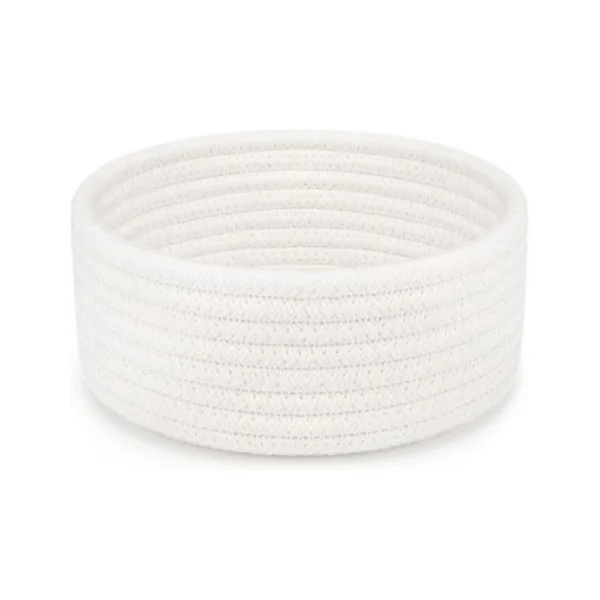 Cotton 8x3 Inch Round 1 Pcs Bedside Organizer (White) - Image 3