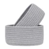Cotton 8x3 Inch Round 2 Set Bedside Organizer (Gray)