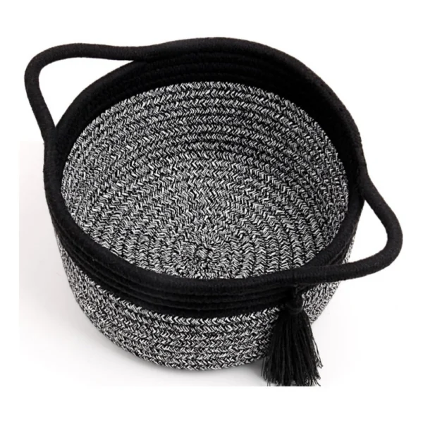Cotton 8x4 Inch Round 2 Set Kidi With Jhalar Bedside Organizer (Black Kidi) - Image 3