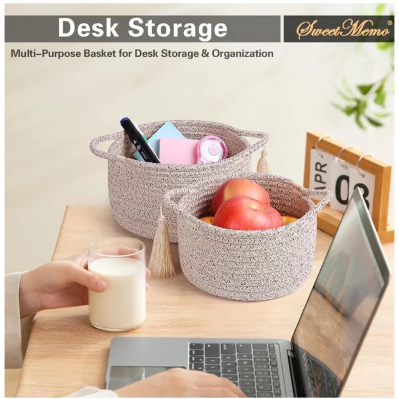 Alternative view of Cotton 8x4 Inch Round 2 Set Kidi With Jhalar Bedside Organizer (Kidi)