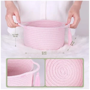 Alternative view of Cotton 8x4 Inch Round 2 Set With Jhalar Bedside Organizer (Pink)