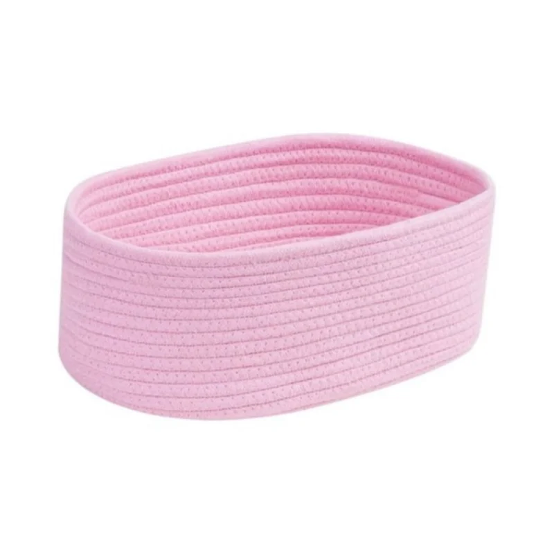 Alternative view of Cotton Oval 10x7x5 Inch Bedside Organizer (Pink)