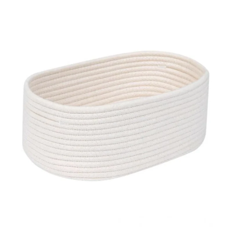 Alternative view of Cotton Oval 10x7x5 Inch Bedside Organizer (White)