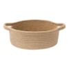 Cotton 8x3 Inch Round Bedside Organizer (Beige)