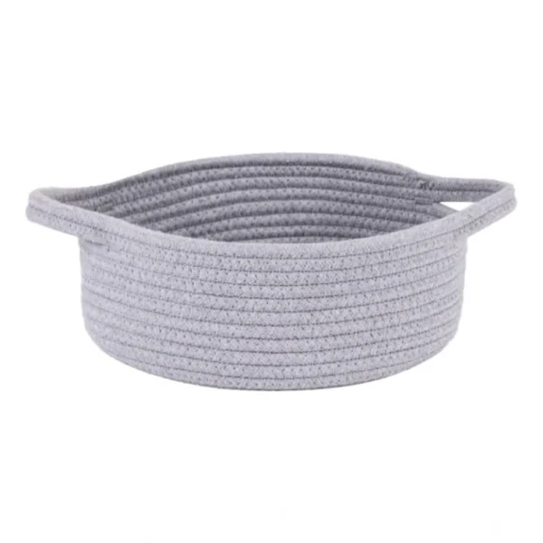 Cotton 8x3 Inch Round Bedside Organizer (Gray)