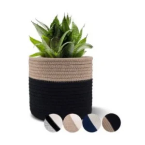Alternative view of Cotton Flower Pot (Beige Black)