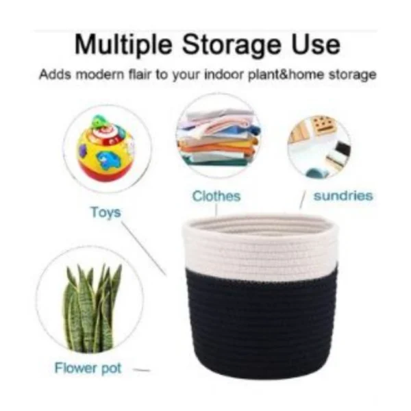Cotton Flower Pot (White Black) - Image 3