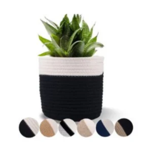 Alternative view of Cotton Flower Pot (White Black)