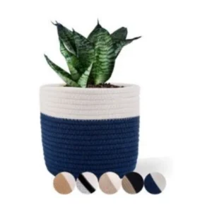 Alternative view of Cotton Flower Pot (White Blue)