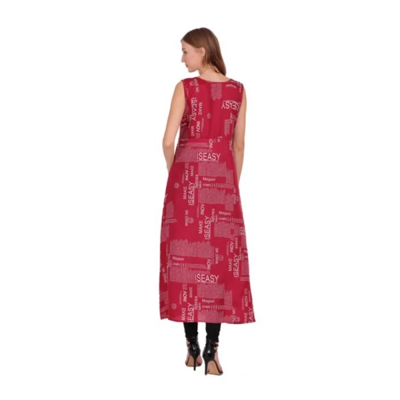 Alternative view of Women's Casual Crepe Sleeveless Slit Dress (Maroon)