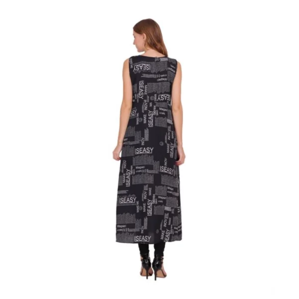 Women's Casual Crepe Sleeveless Slit Dress (Black) - Image 3
