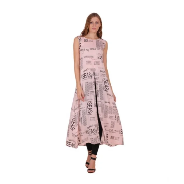 Women's Casual Crepe Sleeveless Slit Dress (Light Pink) - Image 4